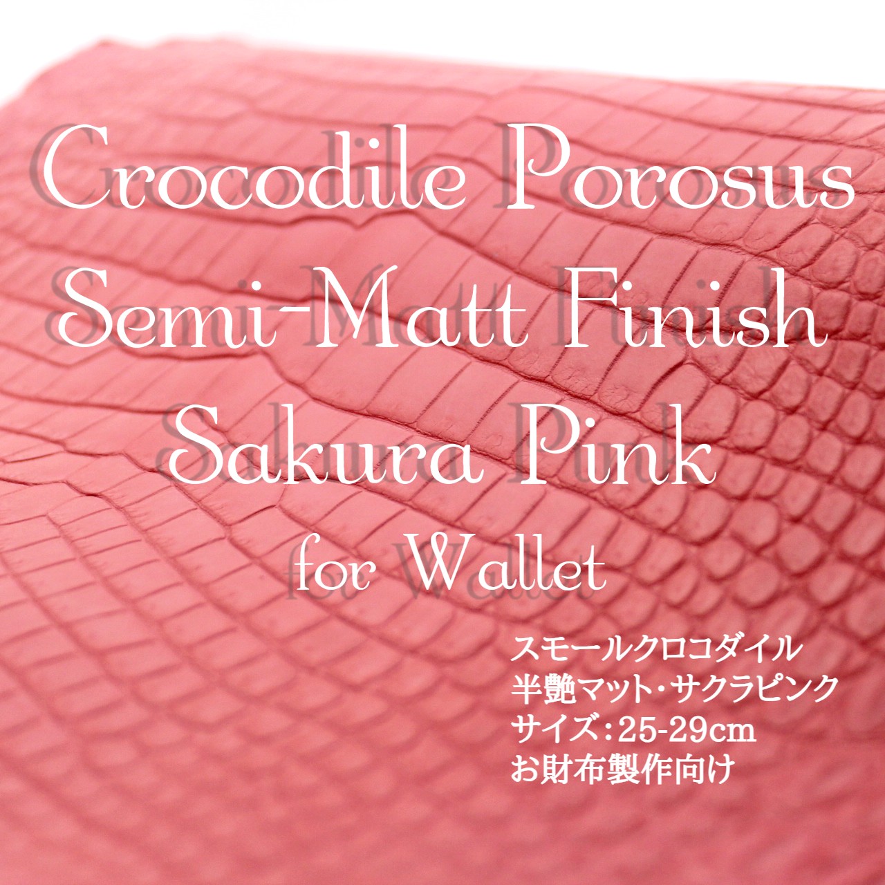 スモールクロコダイル・半艶マット・サクラピンク＜長財布制作向け＞